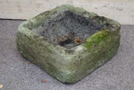 Early 19th century square sandstone shallow trough,