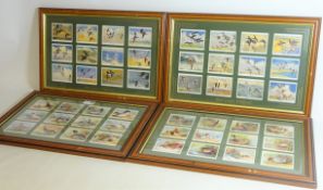 Set of four framed 'Game Birds and Wild Fowl' reproduction cigarette cards L41cm x H25cm (4)