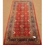 Persian Veramin red ground rug, 207cm x 104cm Condition Report <a href='//www.