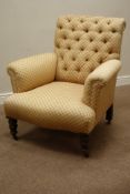 Victorian upholstered armchair, walnut framed,