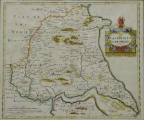 'The East Riding of Yorkshire', 17th century map by Robert Morden hand coloured 38cm x 44.