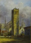 'Ypres' Cathedral, watercolour signed by E Nevil (19th/20th century), 38.5cm x 27.