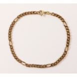 Gold curb chain bracelet hallmarked 9ct approx 5.