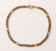 Gold curb chain bracelet hallmarked 9ct approx 5.