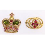Butler and Wilson crown brooch and one vintage brooch (2) Condition Report <a