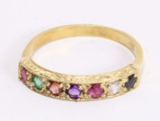 'Dearest' multi-stone silver-gilt ring stamped sil Condition Report <a