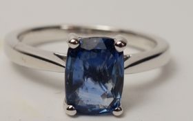 Sapphire single stone white gold ring hallmarked 18ct (sapphire approx 2 carat)