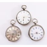 Three early 20th century small continental silver pocket watches stamped fine silver WATCHES - as