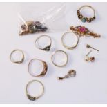 Collection of scrap gold stone set rings,