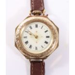 Swiss gold wrist/fob watch enamel bird decoration obverse stamped 14k Condition Report