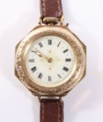 Swiss gold wrist/fob watch enamel bird decoration obverse stamped 14k Condition Report