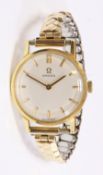 Omega hallmarked 18ct gold wristwatch with Excalibur expanding bracelet 2.