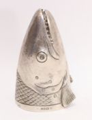 Silver Salmon head stirrup cup by R. Comyns, London 1992 H11.3cm, approx. weight 7.9oz.