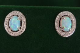 Pair of opal ear-rings stamped 925