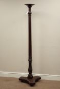 Late 19th century reeded torchere stand, trifoil platform base with turned feet,