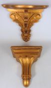 Two gilded wall brackets, H33cm and H24cm (2) Condition Report <a href='//www.