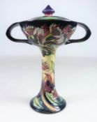 Moorcroft Collectors Club 'Symphony' pattern twin handled bonbonniere and cover designed by Emma