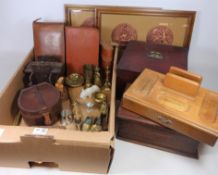 Early 20th Century treen cash box, other wooden boxes etc,