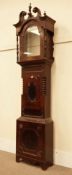 Victorian mahogany longcase clock case, with carved mounts and turned quarter columns,