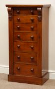 Victorian walnut Wellington chest, seven graduating drawers, carved scroll mounts, W51cm, H103cm,