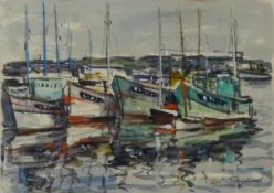 Breton Fishing Boats, watercolour signed by Rene Le Forestier (French 1900-1972),