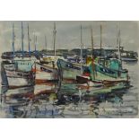 Breton Fishing Boats, watercolour signed by Rene Le Forestier (French 1900-1972),