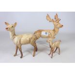 Set of three Beswick deer; Stag, Doe and Fawn,