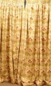 Pair quality pleated thermal lined curtains, raised embroidered repeating floral design,