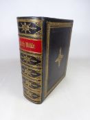 Mid 19th Century leather bound engraved Family Bible Condition Report <a
