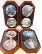 Four plate display cases with limited edition collectors plates - Thomas Kinkade, Lena Liu,