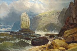 Selwick Bay Stack Flamborough, oil on canvas signed by Mark Anson (19th century),