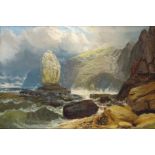 Selwick Bay Stack Flamborough, oil on canvas signed by Mark Anson (19th century),