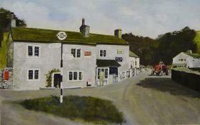 Malham, North Yorkshire, contemporary oil on paper signed by Trevor Freear 34cm x 54.