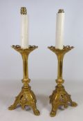 Pair of ecclesiastical candlestick style table lamps,