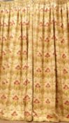 Pair quality pleated thermal lined curtains, raised embroidered repeating floral design,