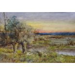 River Landscape at Sunset, watercolour signed by Alexander Molyneux Stannard (British 1878-1975),