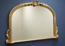 20th century gilt overmantle mirror,