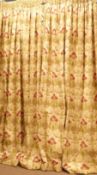 Pair quality pleated thermal lined curtains, raised embroidered repeating floral design,