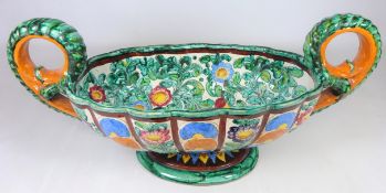 Early 20th Century Italian terracotta twin handled centrepiece/ vase,