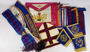 Large collection of Masonic Aprons, Collars and some cuffs,