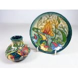 Moorcroft 'Prairie summer' dish, D12cm and a matching Moorcroft miniature vase,