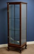 20th century mahogany and glazed freestanding display cabinet,two adjustable shelves,