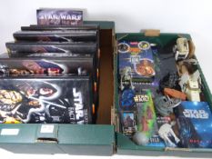 Collection Star Wars toys and Fact files in two boxes Condition Report <a