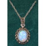 Opal and marcasite pendant necklace stamped 925 Condition Report <a href='//www.