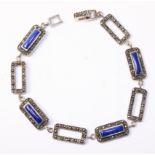 Bracelet set with lapis lazuli and marcasite stamped 925 Condition Report <a
