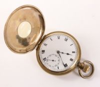 Gold-plated half hunter pocket watch by Elgin,