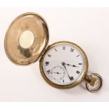 Gold-plated half hunter pocket watch by Elgin,