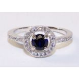 Sapphire cluster ring stamped 925 Condition Report <a href='//www.davidduggleby.