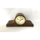 20th century oak case arch top mantel clock, twin train movement No.
