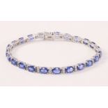 18ct white gold bracelet set with oval sapphires and diamonds stamped 750 Condition